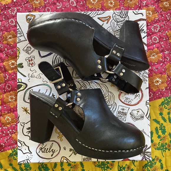 Jeffrey Campbell Black Silver Mules Heels Size 6 - Picture 2 of 4